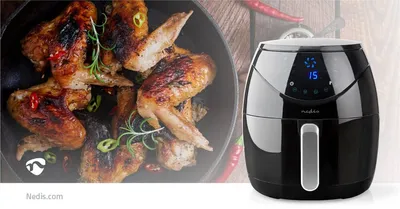 Productafbeelding van NEDIS heteluchtfriteuse, 1800W, 6,5 liter, met timer, display, zwart - KAAF250EBK