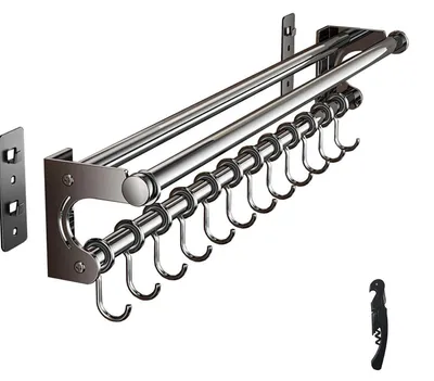 Immagine prodotto di Organizzatore da parete per la cucina, con ganci e portacoltelli, colore grigio, 50 cm