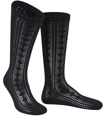 Produktbild von Damen Trachtensocken Trachtenstrümpfe Zopf Socken Schwarz, Größe:42/43