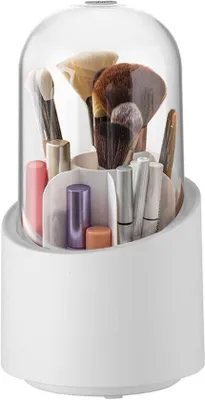 Produktbild von Kosmetikaschatule, 360-Gradewendelbare Schminkorganizer, tragbarer Kosmetikkoffer, Schattenbürste, Lippenstift, Schminkkoffer, Kosmetikkoffer für Schminktisch, Schlafzimmer, Badezimmer