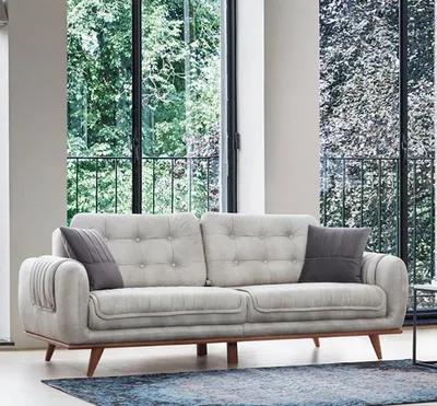 Produktbild von Graue Couch Sofa Wohnzimmer Couchen Polster Möbel Dreisitzer Sofas