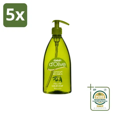 Produktbild von 5 x  Dalan d'Olive Flüssigseife - Pflegend mit Olivenöl - 400 ml - Vorratspackung - 5 Stücke