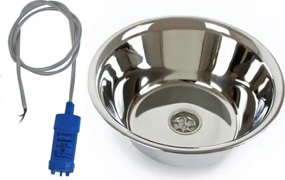 Obrázok produktu pre Nerezový drez Kempingový drez Umývadlo 24 cm Ø + čerpadlo čln womo karavan