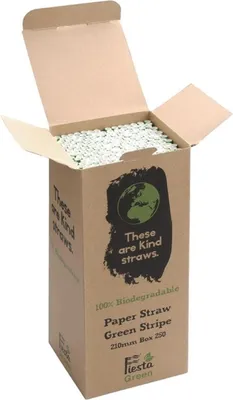 Produktbild von 1000 Fiesta Green Kompostierbare Papiertrinkhalme | rot geringelt