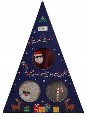 Produktbild von SOXO Weihnachts Socken Herren 3 Paar Geschenkset Größe 41-46