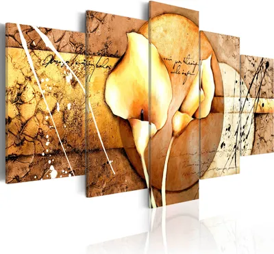 Produktbild von Leinwandbilder 200x100 cm b-A-0232-b-n Vlies Leinwandbild 5 tlg Kunstdruck modern Wandbilder XXL Wanddekoration Design Wand Bild ABSTRAKT BLUMEN WIE GEMALT