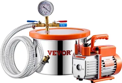 Image de Chambre à vide de 1,5 gallon Kit de chambre de dégazage à pompe à un étage de 3,5 CFM