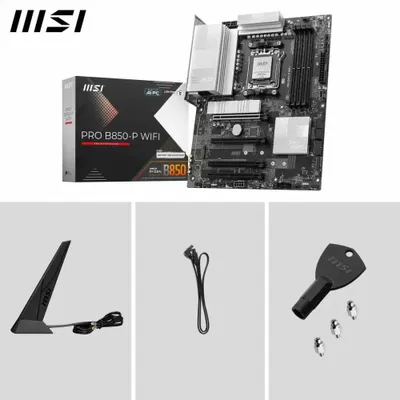 Zdjęcie produktu dla MSI PRO B850-P WIFI, AMD, Gniazdo AM5, AMD Ryzen 7000 Series, AMD Ryzen 8000 Series, AMD Ryzen 9000 Series, Gniazdo AM5, 256 GB, DDR5-SDRAM