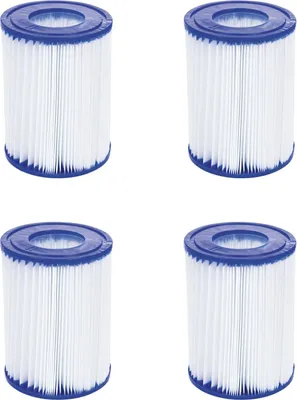 Four identical filter cartridges are arranged in a two-by-two grid against a white background.
