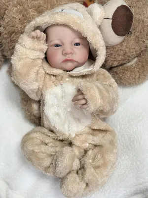 Produktbild von 45 Cm Großer Plüschbärkörper, Gemaltes Haar, Blaue Augen, Realistische Puppe.