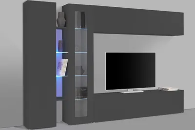 Produktbild von Wohnwand >Benevent< (5-teilig) in Anthrazit matt - 280x180x30 (BxHxT)