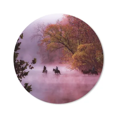 Produktbild von MuchoWow® Mauspad Mousepad Pferde - Nebel - Wald 50x50 cm - Mousepads - Maus Mat - Pad - Mausunterlage - Vinyl