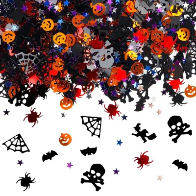 Halloween-Konfetti, 1000 Stück, Kürbisse, Spinnen, Fledermäuse, Hexen