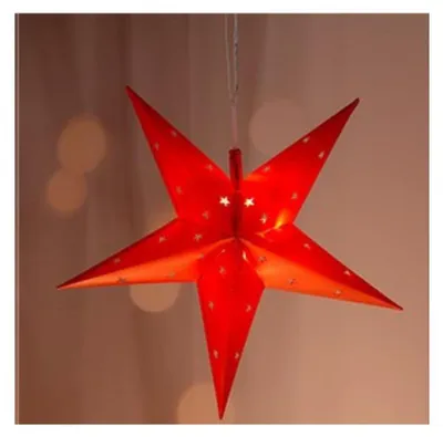 Produktbild von LED Papierstern Rot, Sternmuster, ca. 44cm, 12 LED batteriebetreiben