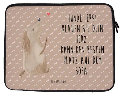 Produktbild von Mr. & Mrs. Panda Laptop Sleeve Hund Liebe 27 x 36 cm - Hundeglück - Geschenk, Hülle, Sprüche, Laptophülle, Tasche, Schutzhülle, Laptoptasche, Süß, Herz, Verliebt
