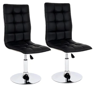 Produktbild von 2er-Set Esszimmerstuhl, höhenverstellbar und drehbar, Kunstleder - schwarz
