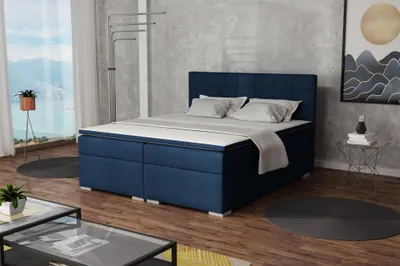 Produktbild von Boxspringbett Schlafzimmerbett FARUK 160x200cm Stoff Aragon Blau