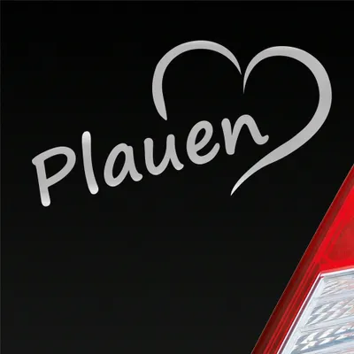 Produktbild von Auto Aufkleber Plauen Herz Stadt City Liebe Love Heimat 15,5x8 cm Silber Sticker Heckscheibenaufkleber