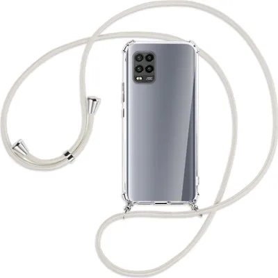 Produktbild von Handykette Backcover-Schutzhülle mit Band (Metall silberfarben) für Xiaomi Mi 10 Lite 5G (Zoom) - broken white