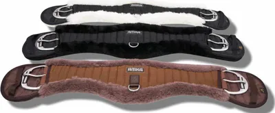 Produktbild von AMKA Western Sattelgurt Mondgurt anatomischer Western Bauchgurt synthetisches Fell in 70 & Schwarz/Schwarz