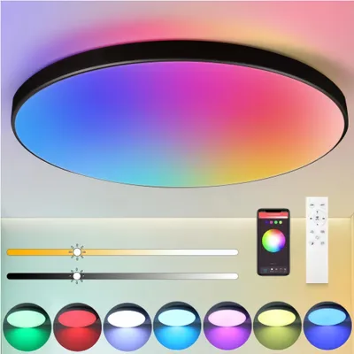 Imagen del producto de Lámpara de techo LED RGB AIORBER, regulable con control remoto, control mediante aplicación, cambio de color, ideal para salones, baños y dormitorios