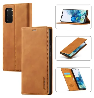 Obrázek produktu pro Galaxy S20 FE Kožené pouzdro s funkcí stojánku a držákem karet, peněženkový design pouzdro pro Samsung Galaxy S20 FE Hnědý