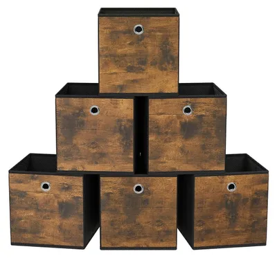 Zdjęcie produktu dla Zestaw 6 pojemników do przechowywania wykonanych z kartonu - lekkie - 30 x 30 x 30 cm