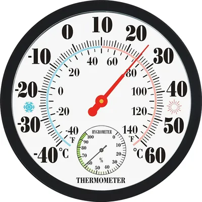 Produktbild von Thermometer Innen Außen,Aussenthermometer Wetterfest Hygrometer,25CM,Keine Batterie Erforderlich, Wandthermometer für Häuser Gewächshäuser Gärten