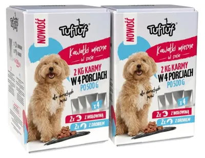 Produktbild von TufTuf | Hundefutter Geschmacksmix - Nassfutter Set 8x500g Beutel - Hundekost fur Hund