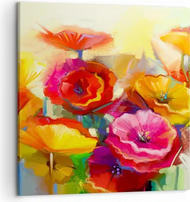 Produktbild von Bild auf Leinwand - Leinwandbild - Blumen Frühling Flora Garten - 50x50cm - Wand Bild - Wanddeko - Leinwanddruck - Bilder - Kunstdruck - Wanddekoration - Leinwand bilder - Wandkunst - AC50x50-2877
