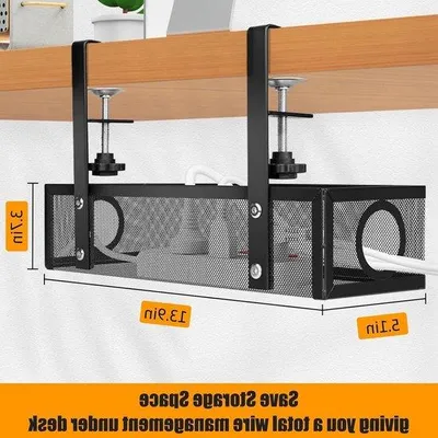 Produktbild von Famanu Kabelmanagement unter dem Schreibtisch - Schwarze Kabelorganisatoren aus Stahl
