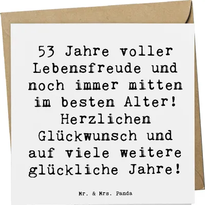 Produktbild von Mr. & Mrs. Panda Klappkarte Spruch 53. Geburtstag Freude - Weiß - Geschenk, anlasskarte, Grußkarte, faltkarte, Glückwunschkarte, doppelkarte, glückliche Jahre, Abenteuer
