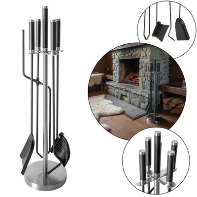 Image de Ensemble pour cheminée, ensemble d'accessoires pour cheminée, 5 pièces