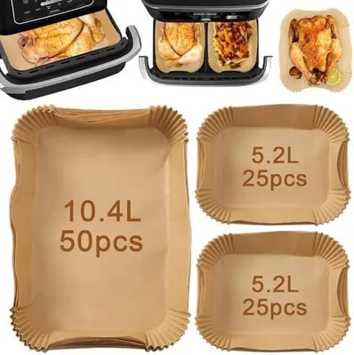 Produktbild von 200PCS Airfryer Backpapier fš¹r Ninja Flexi Drawer Dual Zone AF500E 10.4L,Hei?luftfritteuse Zubeh?r fš¹r Ninja Foodi AF500EU,DZ201EU,DZ401EU,SL400UK and Other Dual Zone Air Fryer