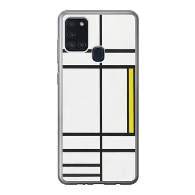 Produktbild von MuchoWow® Handyhülle Schutzhülle Hülle für Samsung Galaxy A21s Komposition in Weiß, Rot und Gelb - Piet Mondrian Silikon Softcase Handy Hülle - Hartschale