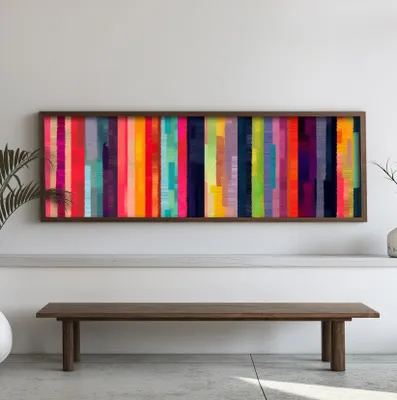 Image de Wallity, EMR037, tableau décoratif encadré en MDF, multicolore, 100 % MDF, 40 x 120 x 3,5 cm
