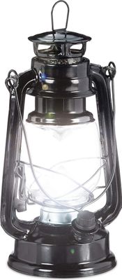 Relaxdays Sturmlaterne LED, Retro Sturmlampe als Fensterdeko oder elektrische Gartenlaterne, batteriebetrieben, schwarz, 24 x 15 x 11.5 cm