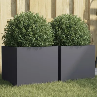 Produktbild von Design Pflanzkübel 2 Stk. Anthrazit 32x30x29 cm Kaltgewalzter Stahl, Gabionen 2024 Neu