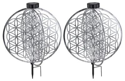 Produktbild von 2x LED Solarleuchte, Erdspieß, silber, H 51 cm