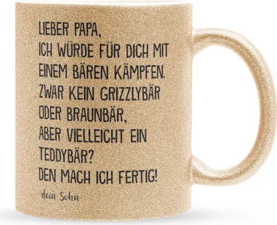 Produktbild von 22Feels Glitzertasse Gold Papa Geschenk von Sohn Vatertag Vater Geburtstag Weihnachten Kaffeetasse Männer Haferl Geschenkidee Bürotasse
