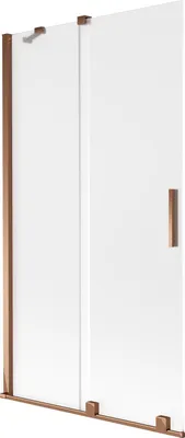 Produktbild von Mexen Velar Badewannenwand 2-flügelig verschiebbar 100 x 150 cm, Frost, Roségold - 896-100-000-31-60
