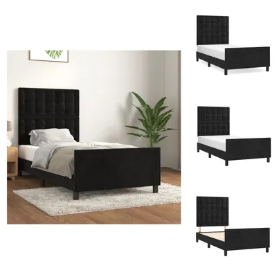 Zdjęcie produktu dla vidaXL Rama łóżka z zagłówkiem czarna aksamitna 80x200 cm - Łóżka i ramy łóżek