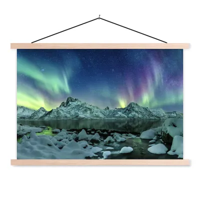 Produktbild von MuchoWow® Textilposter Meer - Eis - Nordlicht - Winter - Natur 60x40 cm mit holzfarbenen Rahmen - Bilder