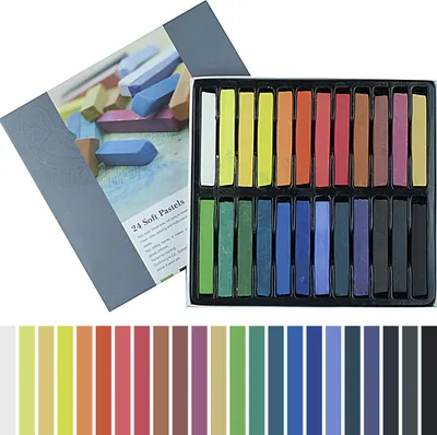 Produktbild von Set mit 24 Farben Trockenpastellkreiden in Riegeln PHOENIX Soft Crayons 24 Stück