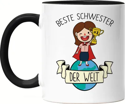 Produktbild von Beste Schwester Der Welt Tasse Schwarz Lieblingsschwester Geschenkidee Geburtstag Bruder Schwester