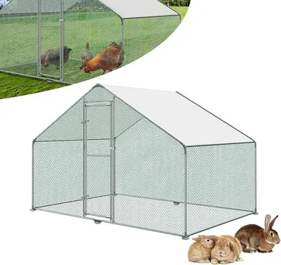 Imagen del producto de Gallinero, corral para aves de corral, recinto para aves de corral al aire libre, estructura metálica de 3x2x2 metros