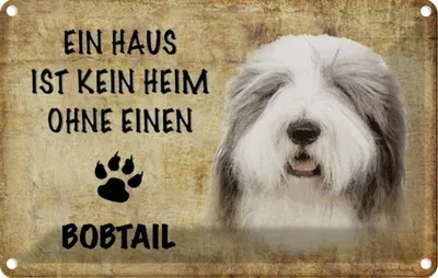 Produktbild von vianmo Blechschild 20x30 cm Bobtail Hund ohne kein Heim Tier Haustier