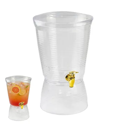 Produktbild von Saftspender 6L Transparent mit Eisbehälter Zapfhahn Getränkespender Kunststoff für Partys Hochzeit BBQ Camping Sommer Veranstaltungen