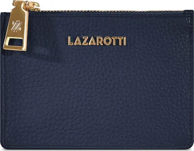 Imagen del producto de Lazarotti tarjetero Bologna Leather Zip Etui 4 Card Slots Navy azul marino