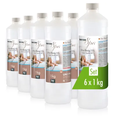 Produktbild von 6x1 kg BAYZID® SPA Flüssigchlor zur schnellen Wasserpflege von Whirlpools